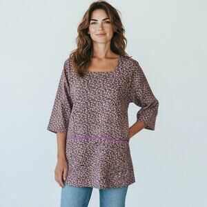 Design House Print 100% Cotton Smock Apron Front Pocket All Over Floral Print